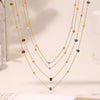 Wholesale Jewelry Light Luxury Style Geometric Titanium Steel Cross Handmade Beaded Necklace With Electroplating