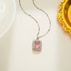 Wholesale Jewelry Light Luxury Style Geometric Titanium Steel Pendant Necklace With Diamond Design And Water Wave Chain