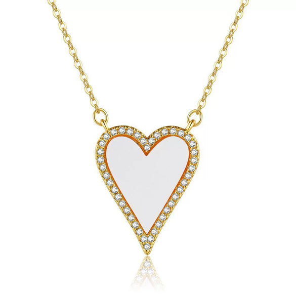 Wholesale Jewelry Light Luxury Style Heart Shaped Copper 18K Gold Plated Pendant Necklace For Women