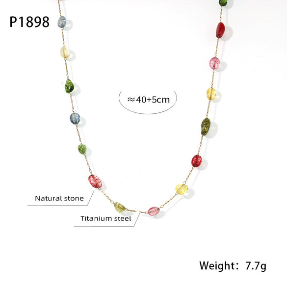 Wholesale Jewelry Light Luxury Style Love Water Drops Bell Shaped Titanium Steel Zircon Electroplated Clavicle Necklace Bracelet Set