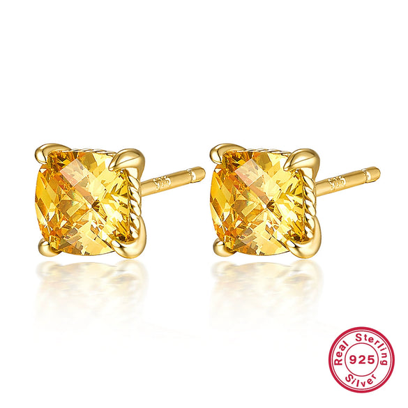Wholesale Jewelry Light Luxury Style Square 925 Sterling Silver Zircon Inlaid Necklace Earrings