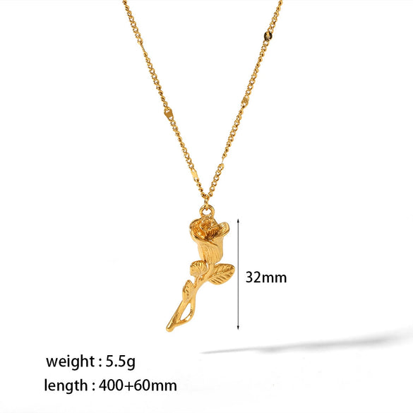 Wholesale Jewelry Light Luxury Style Stainless Steel Flower Geometric Pendant Necklace With Electroplating