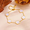 Wholesale Jewelry Light Luxury Style Titanium Steel Geometric And Five Leaf Flower Electroplated Three Piece Jewelry Set For Women