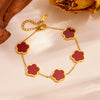 Wholesale Jewelry Light Luxury Style Titanium Steel Geometric And Five Leaf Flower Electroplated Three Piece Jewelry Set For Women
