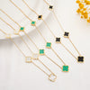 Wholesale Jewelry Light Luxury Titanium Steel Fourleaf Clover Gold Inlaid Necklace
