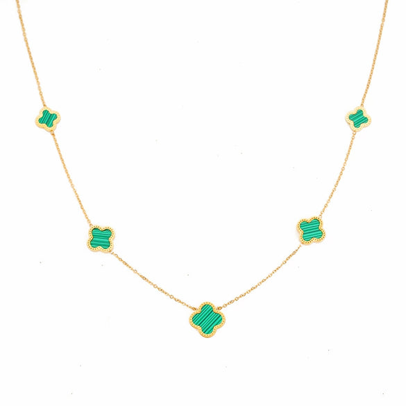 Wholesale Jewelry Light Luxury Titanium Steel Fourleaf Clover Gold Inlaid Necklace