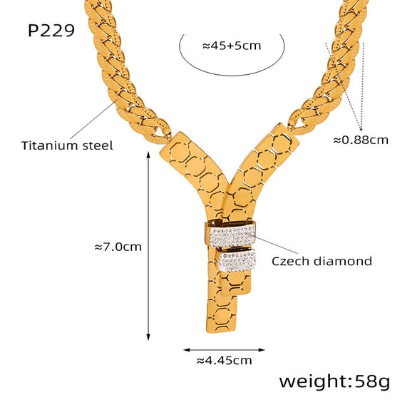 Wholesale Jewelry Light Luxury Titanium Steel Plated 18K Gold Y Letter Geometric Pendant Necklace For Women