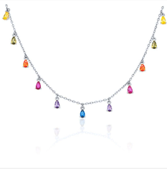 Wholesale Jewelry Light Luxury Water Drop S925 Sterling Silver Pendant Necklace With Geometric Pattern And Environmental Protection Electroplating