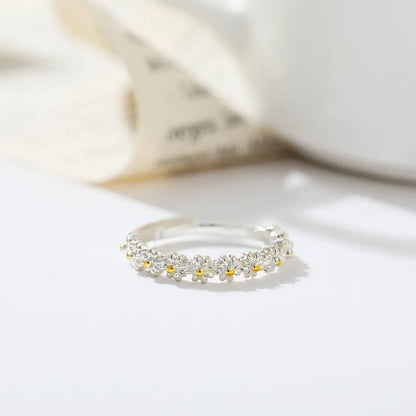 Wholesale Jewelry Little Daisy Two-color Flower Ring Gooddiy