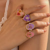 Wholesale Jewelry Love Dried Flower Stainless Steel Ring Electroplated Fashion Geometric Women's