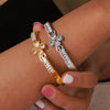 Wholesale Jewelry Love Stitching Shape Inlaid Zircon White Shellfish 316L Stainless Steel Bracelet Niche Geometric Electroplated