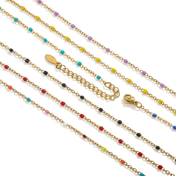 Wholesale Jewelry Lovely Geometric Titanium Steel Enamel Cross Beaded Bracelet With Electroplating