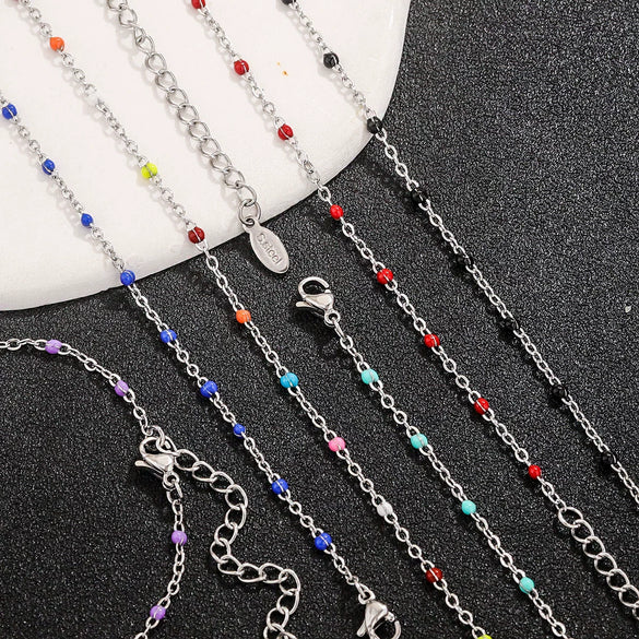 Wholesale Jewelry Lovely Geometric Titanium Steel Enamel Cross Beaded Bracelet With Electroplating
