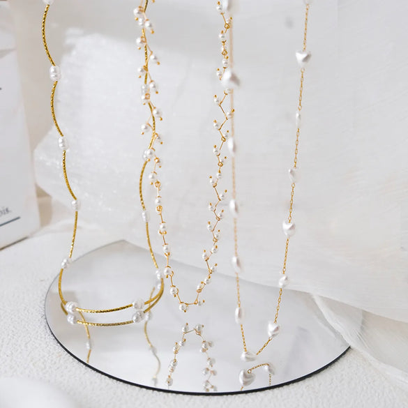 Wholesale Jewelry Luxurious Sweet Geometric Pearl 304 Stainless Steel 14K Gold Plated Plating Necklace