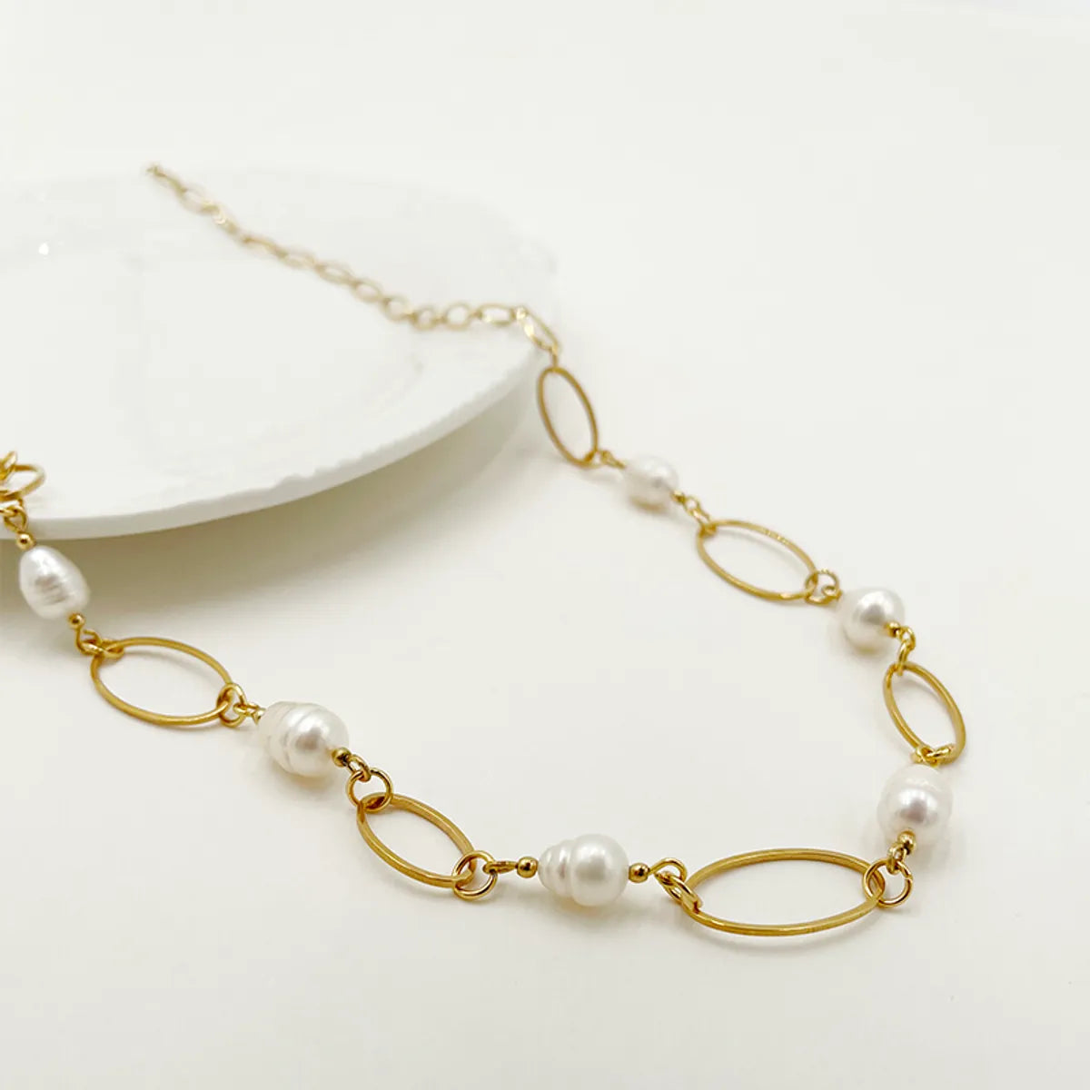 Wholesale Jewelry Luxurious Sweet Heart Shape Pearl 304 Stainless Steel Pearl 14K Gold Plated Plating Inlay Choker