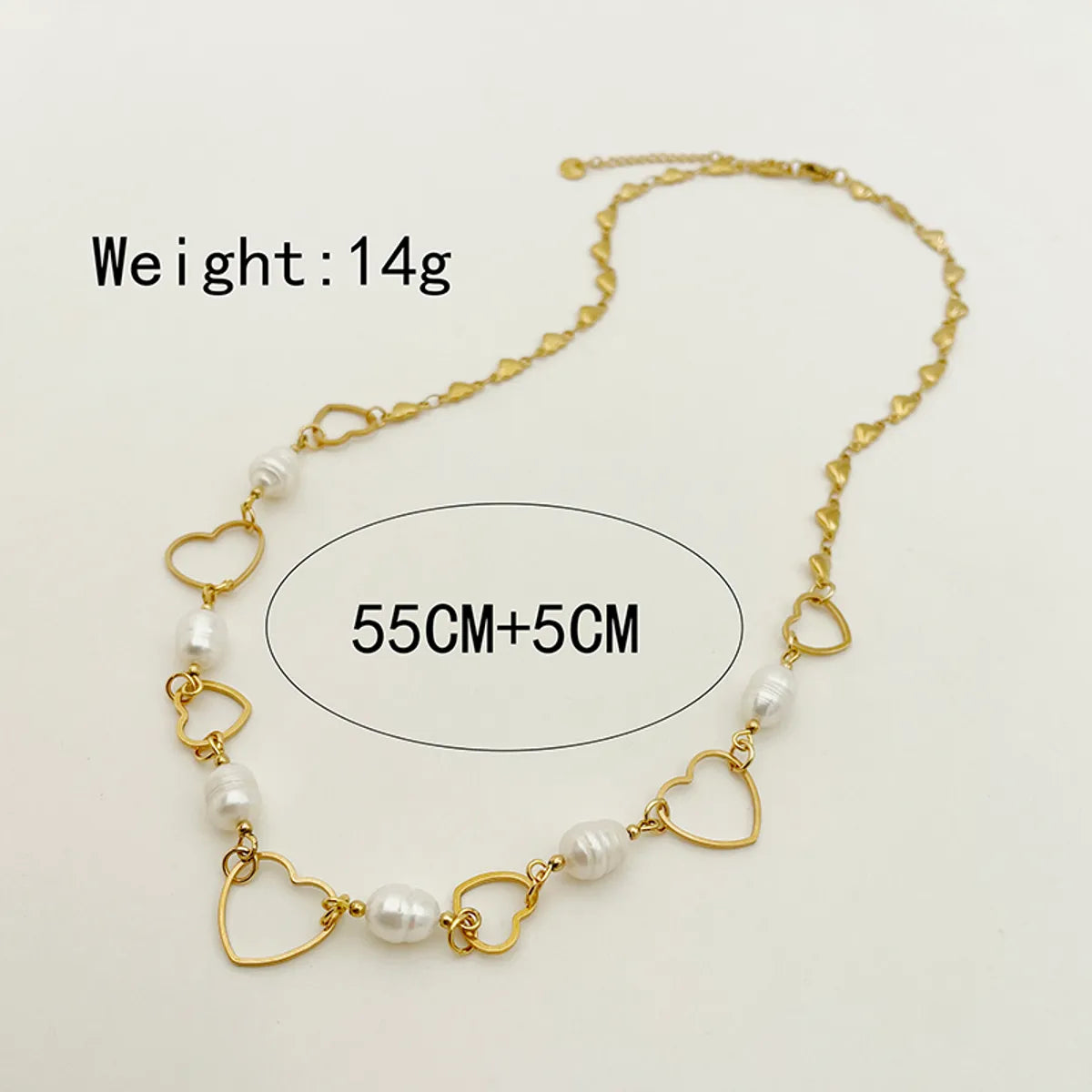 Wholesale Jewelry Luxurious Sweet Heart Shape Pearl 304 Stainless Steel Pearl 14K Gold Plated Plating Inlay Choker