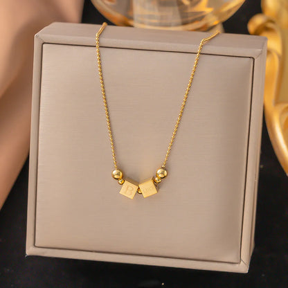 Wholesale Jewelry Luxurious Sweet Letter 304 Stainless Steel 18K Gold Plated Polishing Plating Pendant Necklace