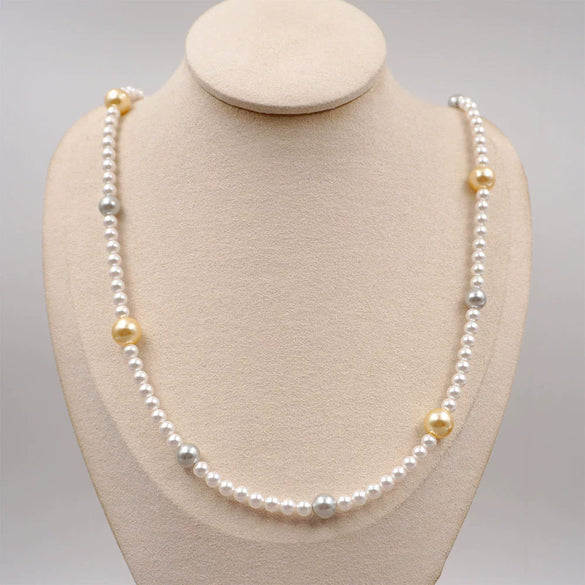 Wholesale Jewelry Maillard Style Geometric Imitation Pearls Handmade Long Sweater Chain Necklace For Women