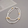 Wholesale Jewelry Maillard Style Geometric Imitation Pearls Handmade Long Sweater Chain Necklace For Women