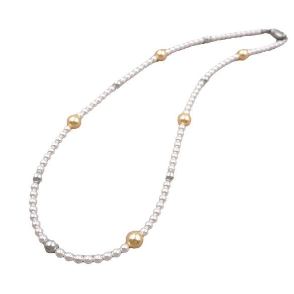 Wholesale Jewelry Maillard Style Geometric Imitation Pearls Handmade Long Sweater Chain Necklace For Women