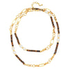 Wholesale Jewelry Maillard Style Tiger Eye Stone And Copper Handmade Geometric Pattern Necklace