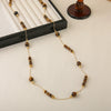 Wholesale Jewelry Maillard Style Tiger Eye Stone And Copper Handmade Geometric Pattern Necklace
