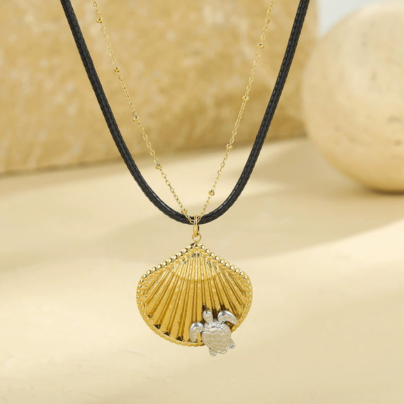 Wholesale Jewelry Marine Animal Zodiac Stainless Steel 18K Electroplated Doublelayer Nonfading Necklace For Women