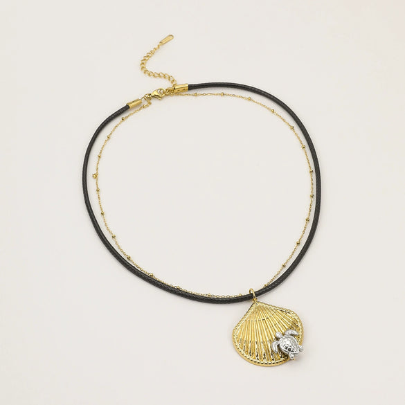 Wholesale Jewelry Marine Animal Zodiac Stainless Steel 18K Electroplated Doublelayer Nonfading Necklace For Women
