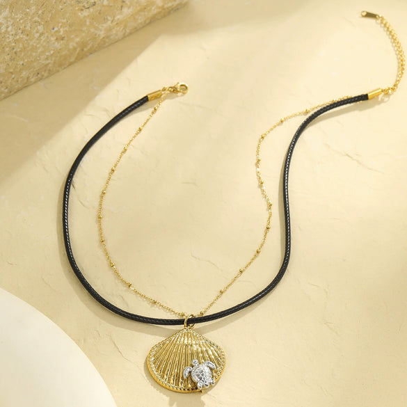 Wholesale Jewelry Marine Animal Zodiac Stainless Steel 18K Electroplated Doublelayer Nonfading Necklace For Women