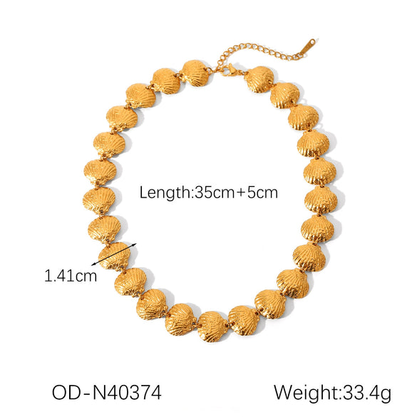 Wholesale Jewelry Marine Life Stainless Steel Shell Handmade Electroplated Pendant Necklace And Bracelet For Women