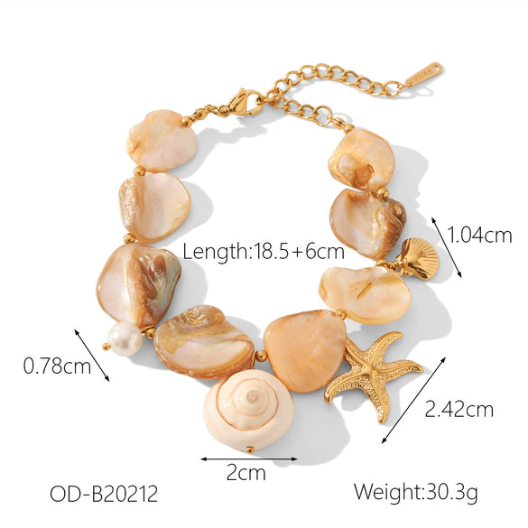 Wholesale Jewelry Marine Life Stainless Steel Shell Handmade Electroplated Pendant Necklace And Bracelet For Women