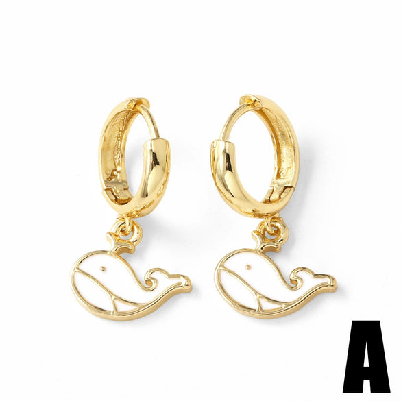 Wholesale Jewelry Marine Series Whale Shell Conch Pendant Earrings For Women Copper Electroplated