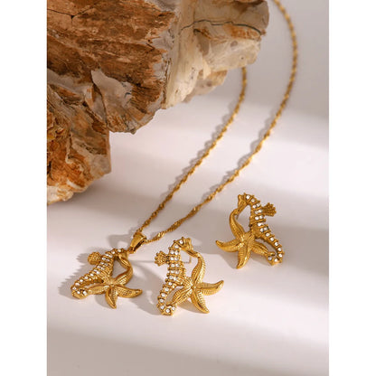 Wholesale Jewelry Marine Style Hippocampus 304 Stainless Steel Jewelry Set