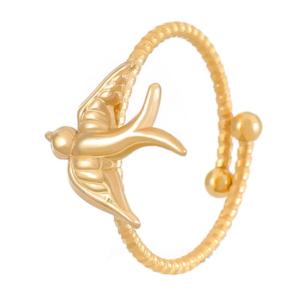 Wholesale Jewelry Marine Style Simple Style Starfish Crab Shell Titanium Steel 18K Gold Plated Open Rings