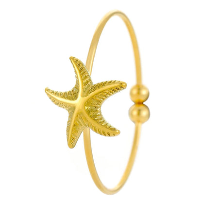 Wholesale Jewelry Marine Style Simple Style Starfish Dolphin Shell 304 Stainless Steel 18K Gold Plated Foot Ring