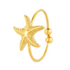 Wholesale Jewelry Marine Style Simple Style Starfish Dolphin Shell 304 Stainless Steel 18K Gold Plated Foot Ring