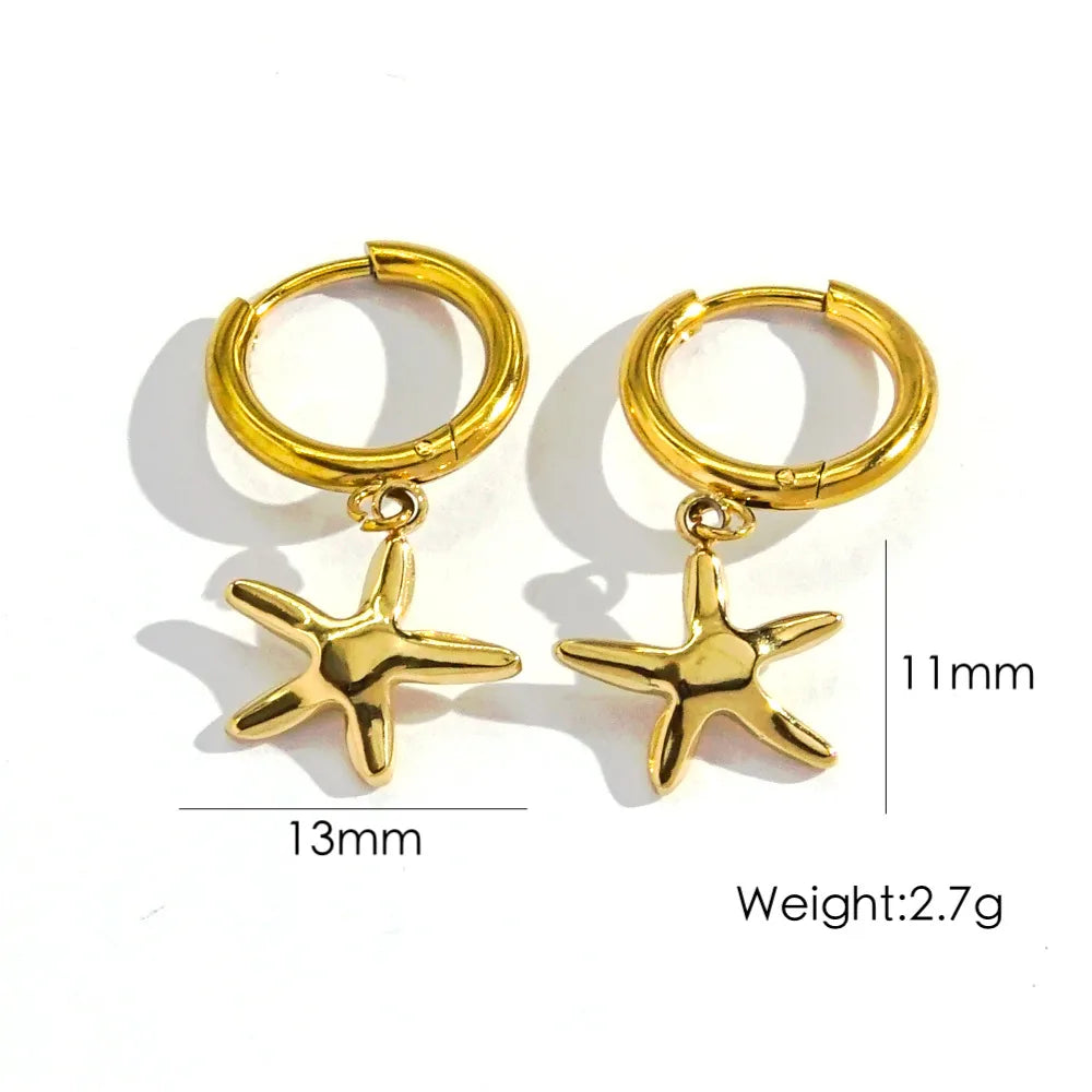 Wholesale Jewelry Marine Style Starfish Conch Dolphin 304 Stainless Steel Natural Stone Titanium Steel Natural Stone Inlay Jewelry Set