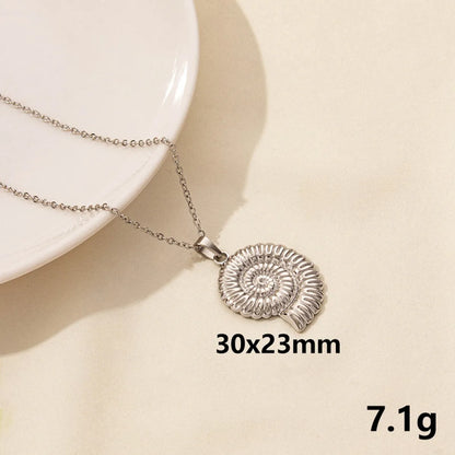 Wholesale Jewelry Marine Style Starfish Conch Fish Tail 304 Stainless Steel Pendant Necklace