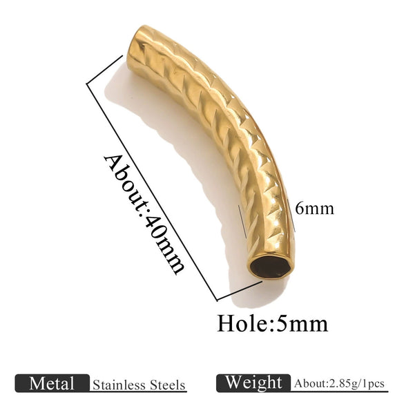 Wholesale Jewelry Material Stainless Steel Plated 18K Color Retaining Embossed Tube Beads With Totem Pattern Handmade Accessories