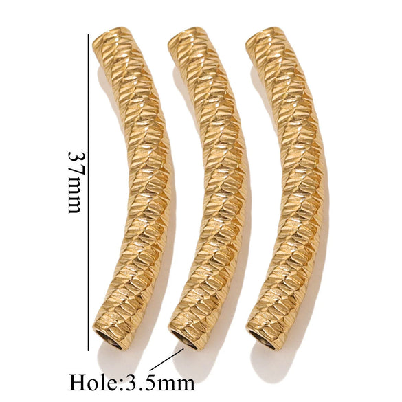 Wholesale Jewelry Material Stainless Steel Plated 18K Color Retaining Embossed Tube Beads With Totem Pattern Handmade Accessories