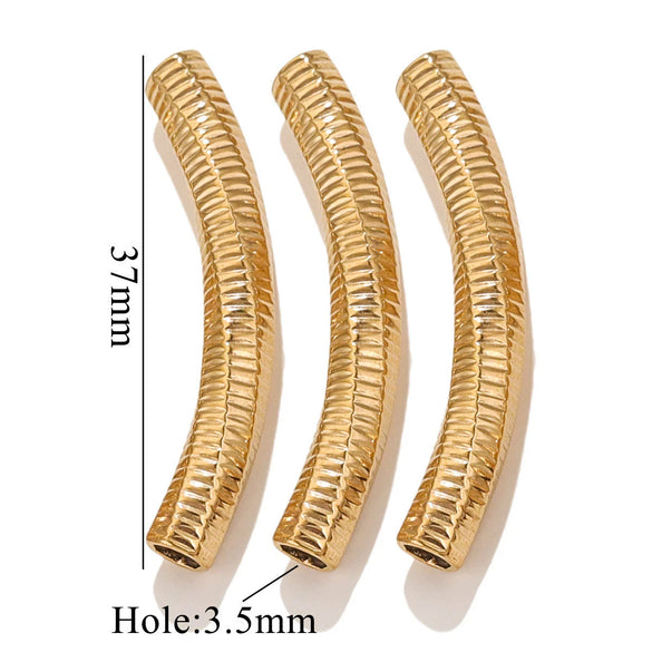Wholesale Jewelry Material Stainless Steel Plated 18K Color Retaining Embossed Tube Beads With Totem Pattern Handmade Accessories