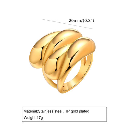 Wholesale Jewelry Maximalism Solid Color 304 Stainless Steel 18K Gold Plated Criss Cross Layered Rings