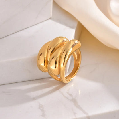 Wholesale Jewelry Maximalism Solid Color 304 Stainless Steel 18K Gold Plated Criss Cross Layered Rings