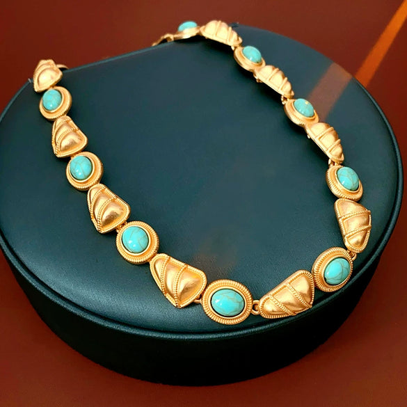 Wholesale Jewelry Medieval Vintage Style Round Imitation Pearl And Alloy Electroplated Earrings And Clavicle Chain Set