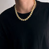 Wholesale Jewelry Men's Imitation Pearl Chain Geometric Style Alloy Pendant Handmade Necklace