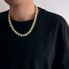 Wholesale Jewelry Men's Imitation Pearl Chain Geometric Style Alloy Pendant Handmade Necklace