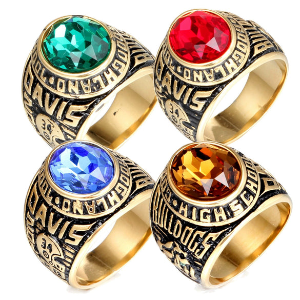 Wholesale Jewelry Men's Titanium Steel Geometric Military Ring With Anchor Design And Electroplating Treatment