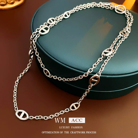 Wholesale Jewelry Metal Alloy Copper Geometric Letters Numbers Text Electroplating Clavicle Chain Necklace For Women