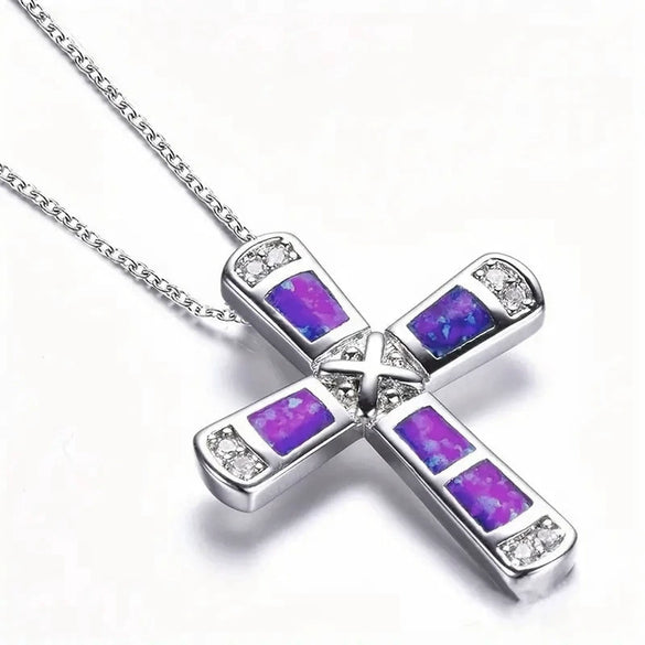 Wholesale Jewelry Metal Alloy Imitation Opal Geometric Zirconia Elegant Women's Necklace