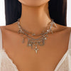 Wholesale Jewelry Metal Alloy Iron Chain Acrylic Beads Gravel Star Shape Electroplating Multilayer Stacked Tassel Necklace For Women